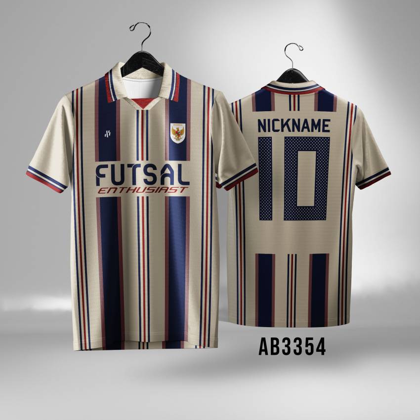 Jersey Futsal sepakbola Retro Stripe