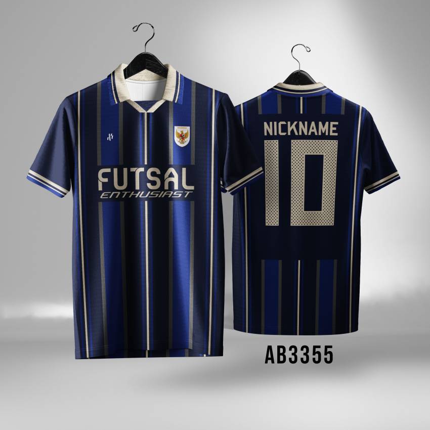 Jersey Futsal sepakbola Retro Stripe - Gambar 3