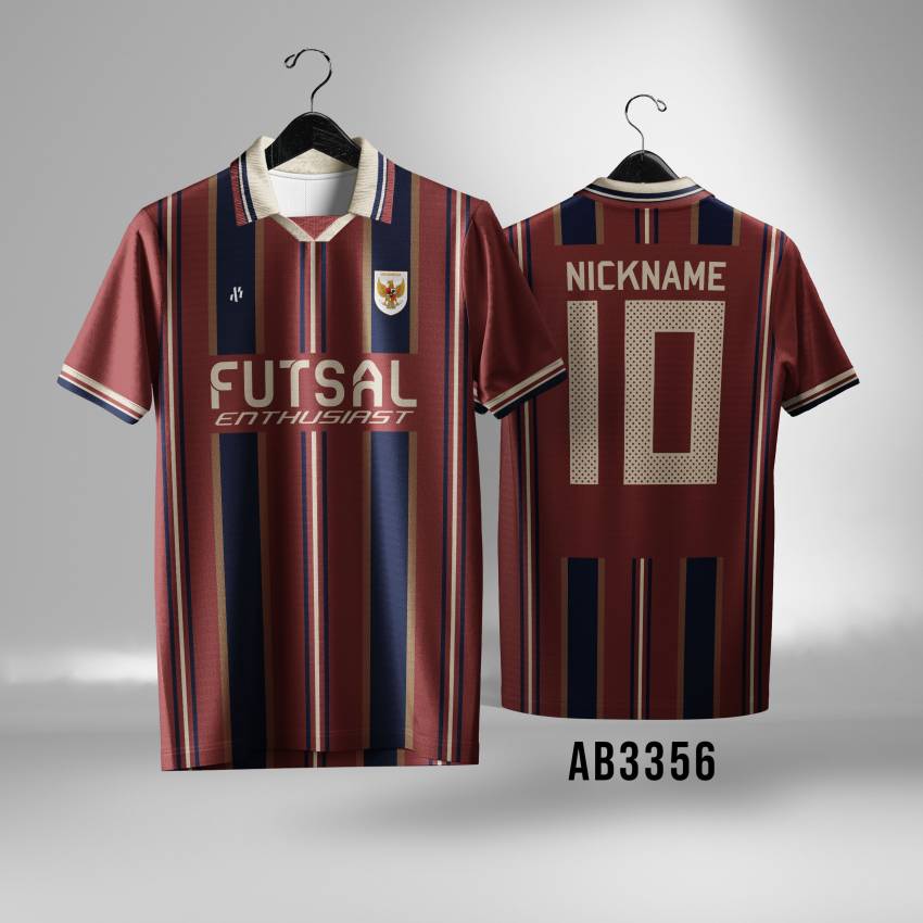 Jersey Futsal sepakbola Retro Stripe - Gambar 4