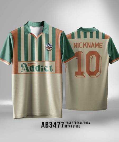 Jersey Futsal sepakbola Retro Half Stripe