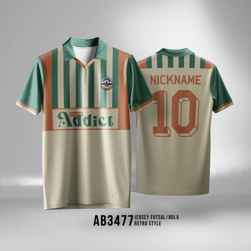 Jersey Futsal sepakbola Retro Half Stripe