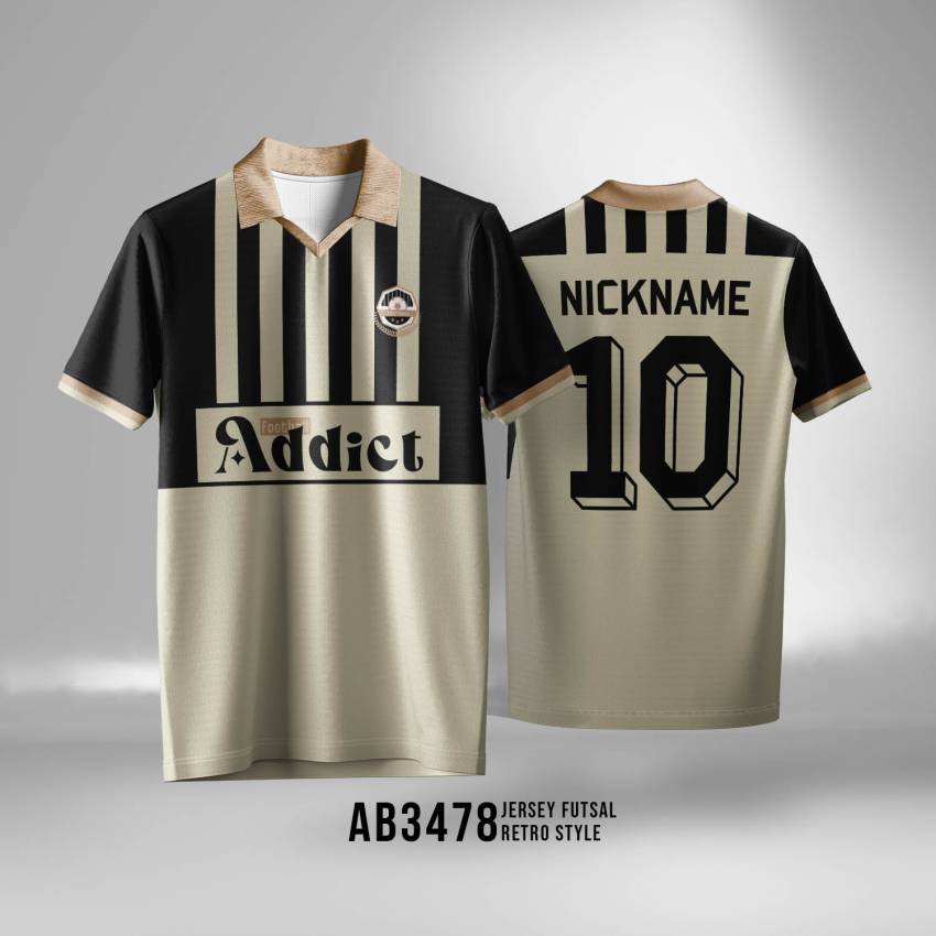 Jersey Futsal sepakbola Retro Half Stripe - Gambar 3