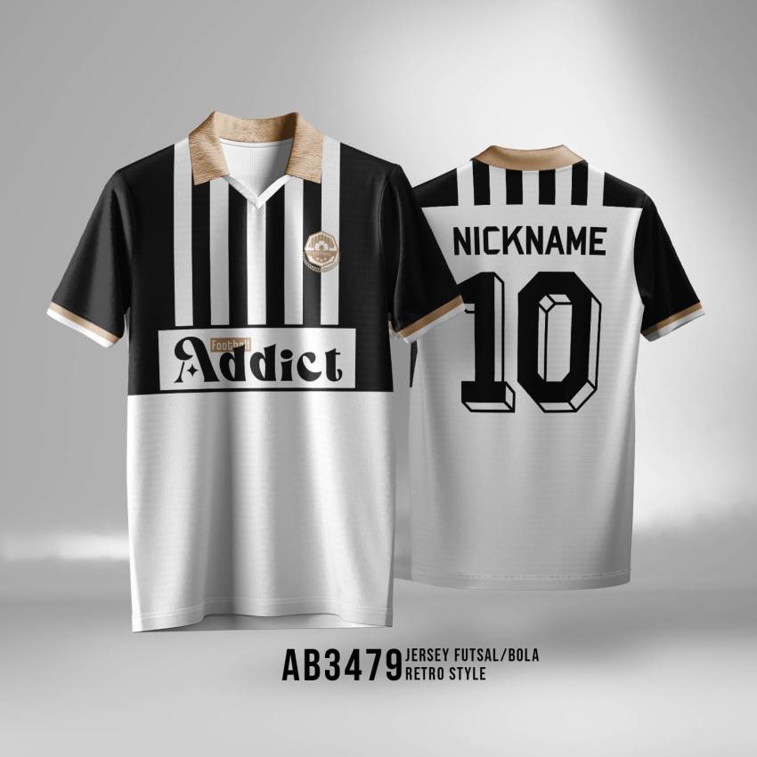Jersey Futsal sepakbola Retro Half Stripe - Gambar 4