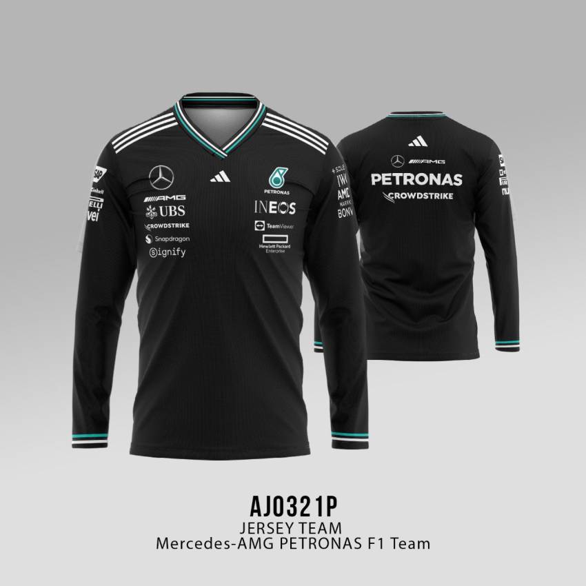 JERSEY TEAM Mercedes-AMG PETRONAS F1 Team - BLACK - Gambar 3